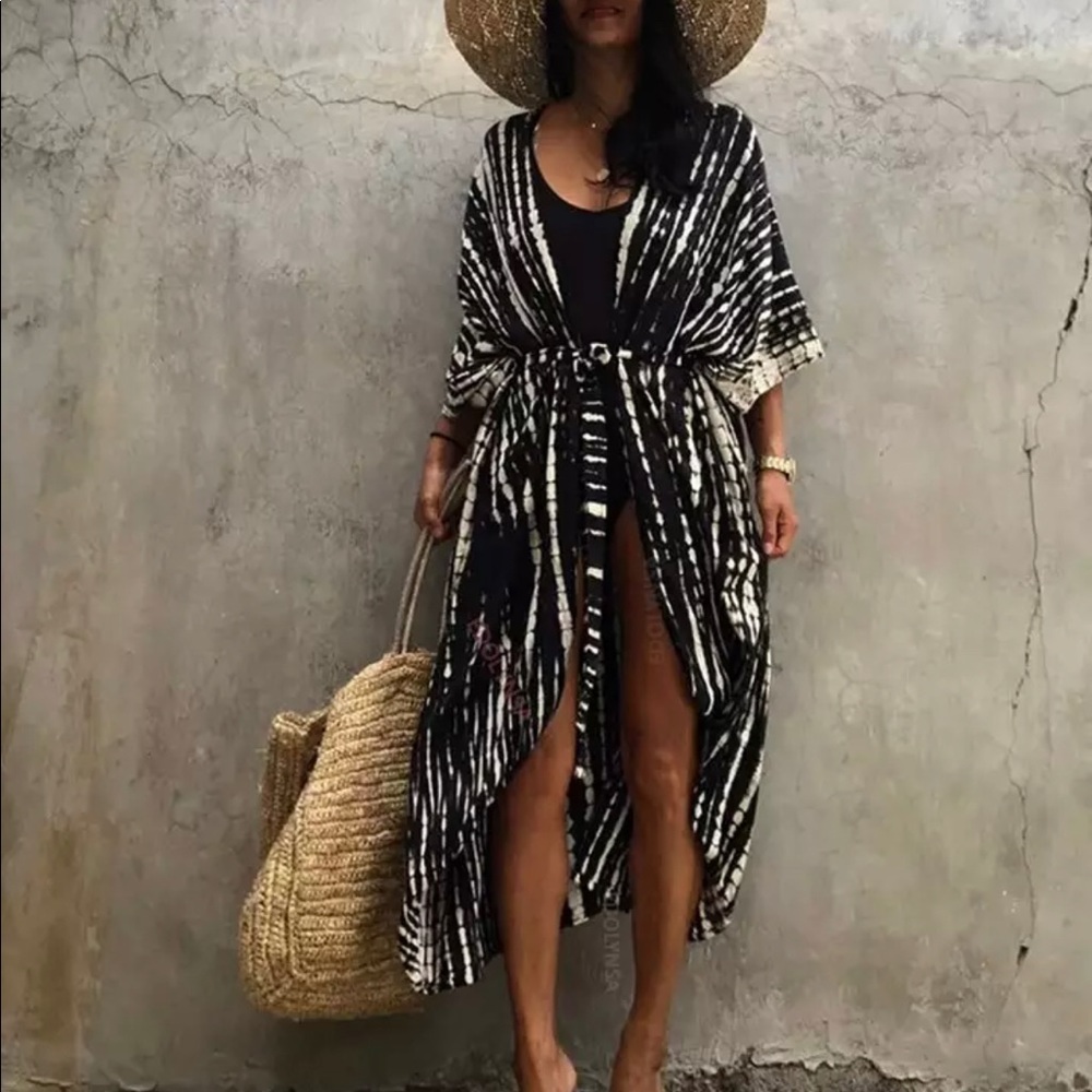 Boutique Tie Dye Beach Kimono Kaftan Cover up - Picture 5 of 5